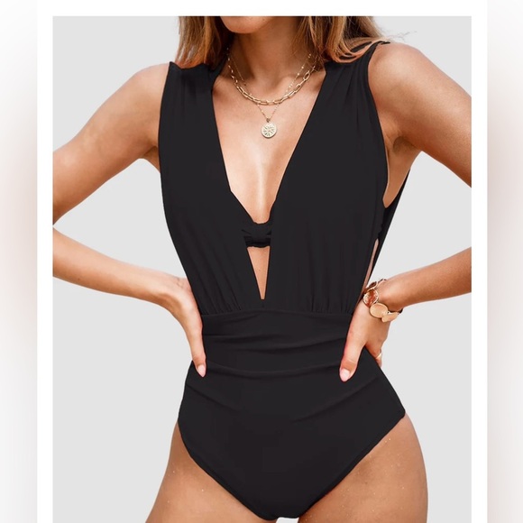 LilyLove Plunge One-Piece Swimsuit with Optional Bra Top, size XL - Picture 12 of 15